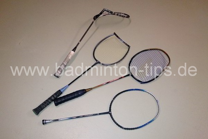Gebrochene Rackets - Badmintontraining auf www.badminton-tips.de
